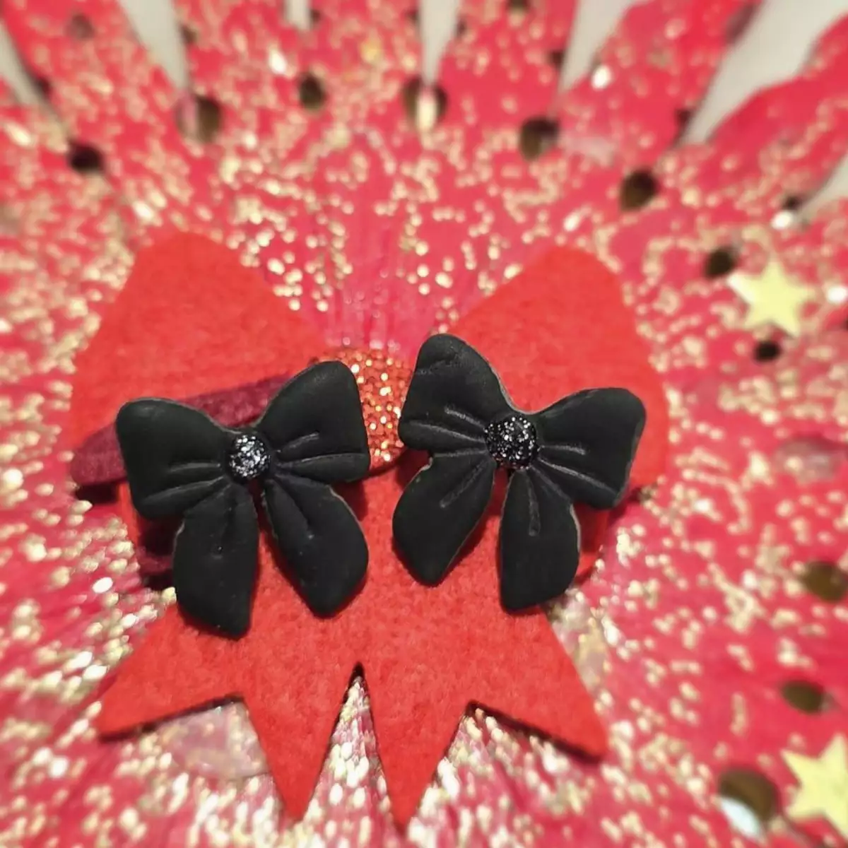 Boucles oreilles argile polymère de Noël